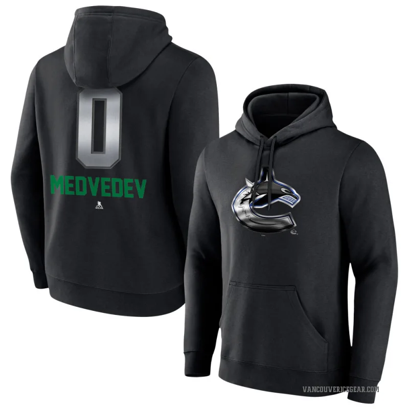 Aleksei Medvedev Men's Black Vancouver Canucks Branded Midnight Mascot Logo Pullover Hoodie