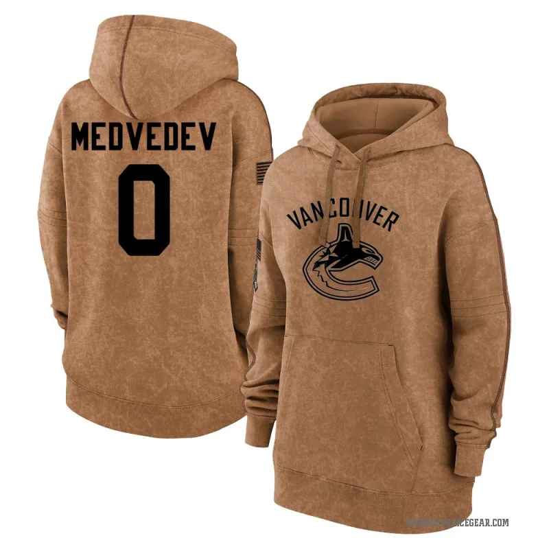 Aleksei Medvedev Women's Brown Vancouver Canucks 2023 Salute to Service Pullover Hoodie