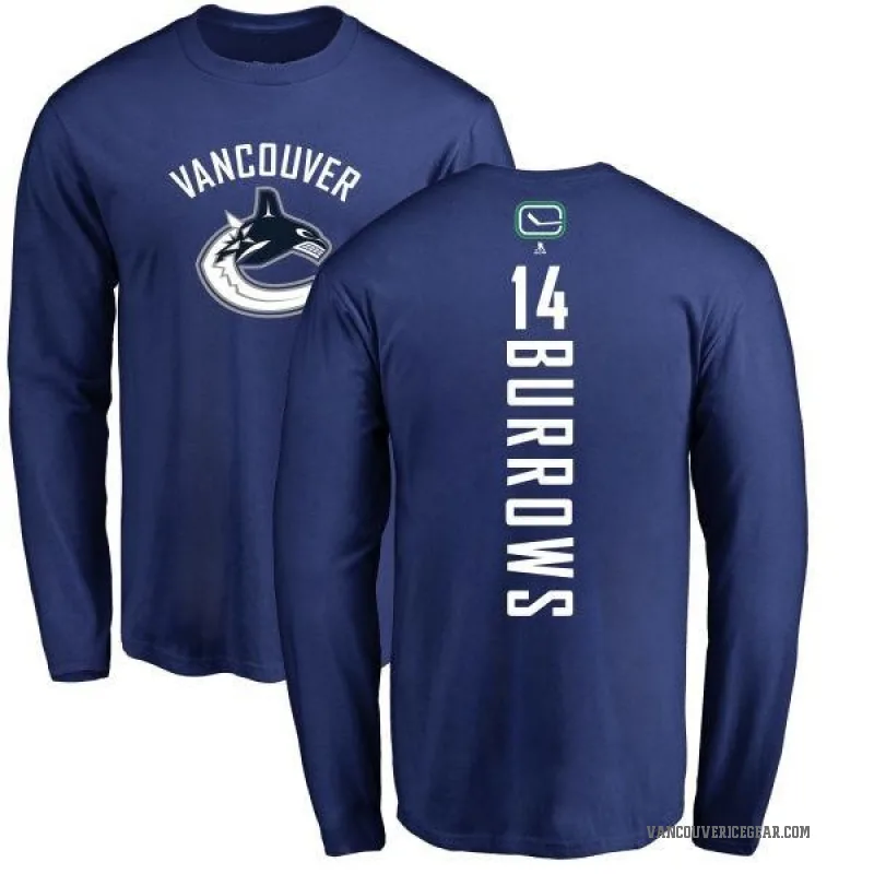 Alex Burrows Men's Royal Vancouver Canucks Backer Long Sleeve T-Shirt -