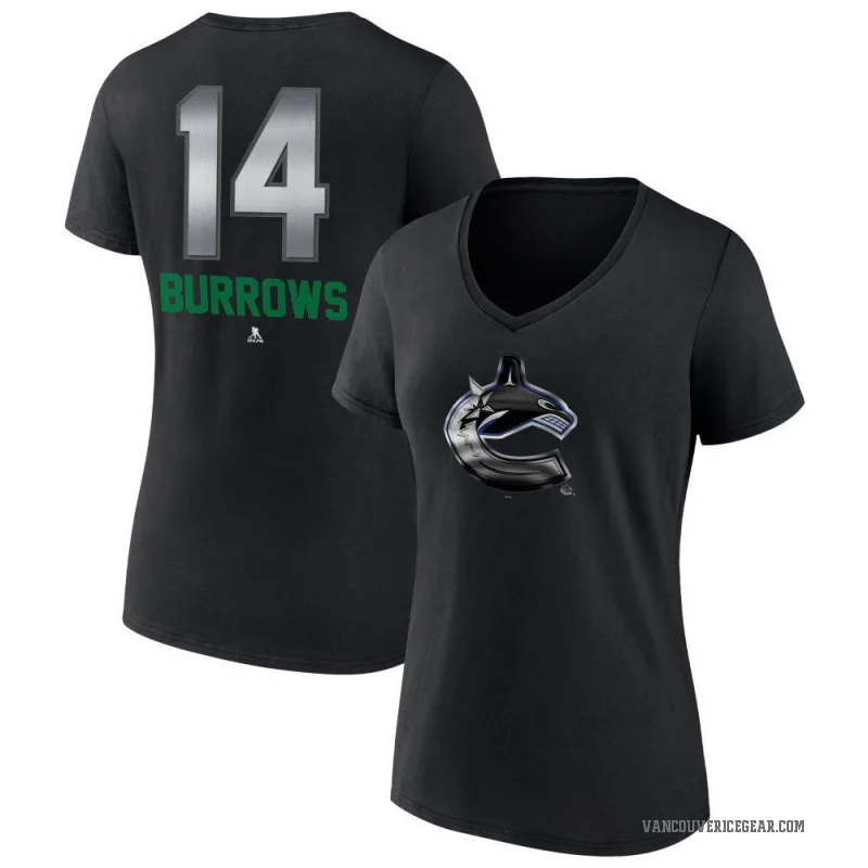 Alex Burrows Women's Black Vancouver Canucks Midnight Mascot Logo V-Neck T-Shirt