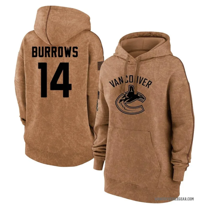 Alex Burrows Women's Brown Vancouver Canucks 2023 Salute to Service Pullover Hoodie