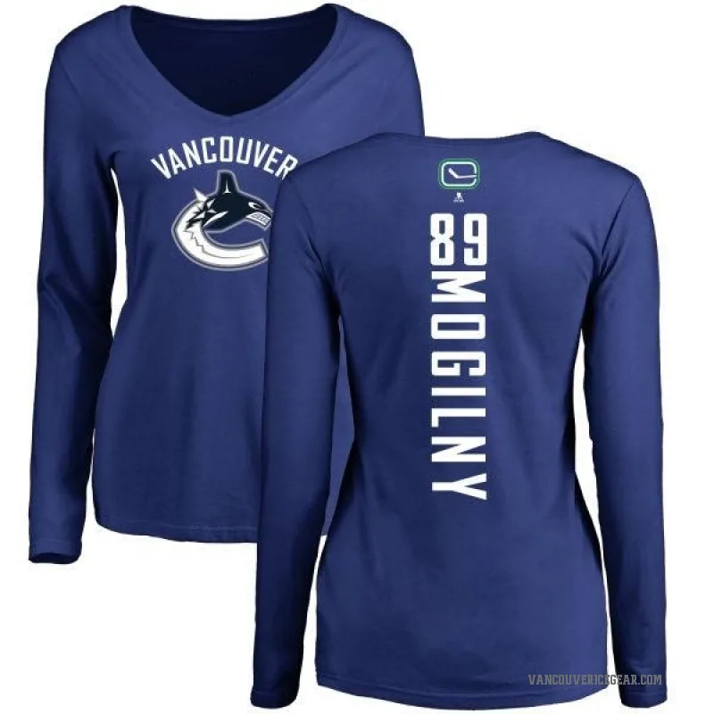 Alexander Mogilny Women's Royal Vancouver Canucks Backer V-Neck Long-Sleeve T-Shirt -