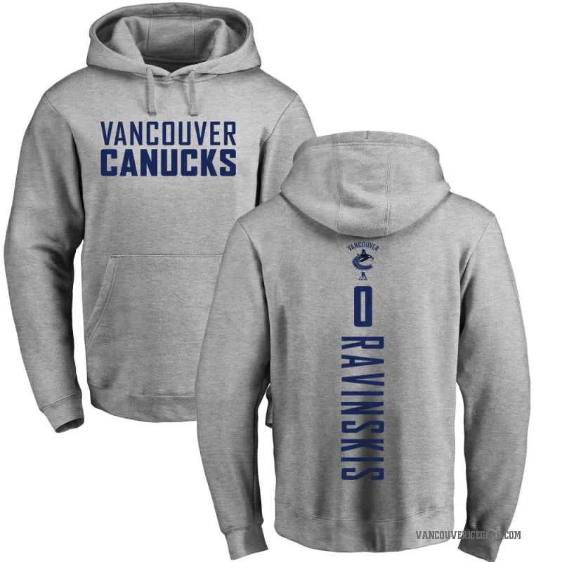 Anri Ravinskis Men's Vancouver Canucks Branded Ash Backer Pullover Hoodie
