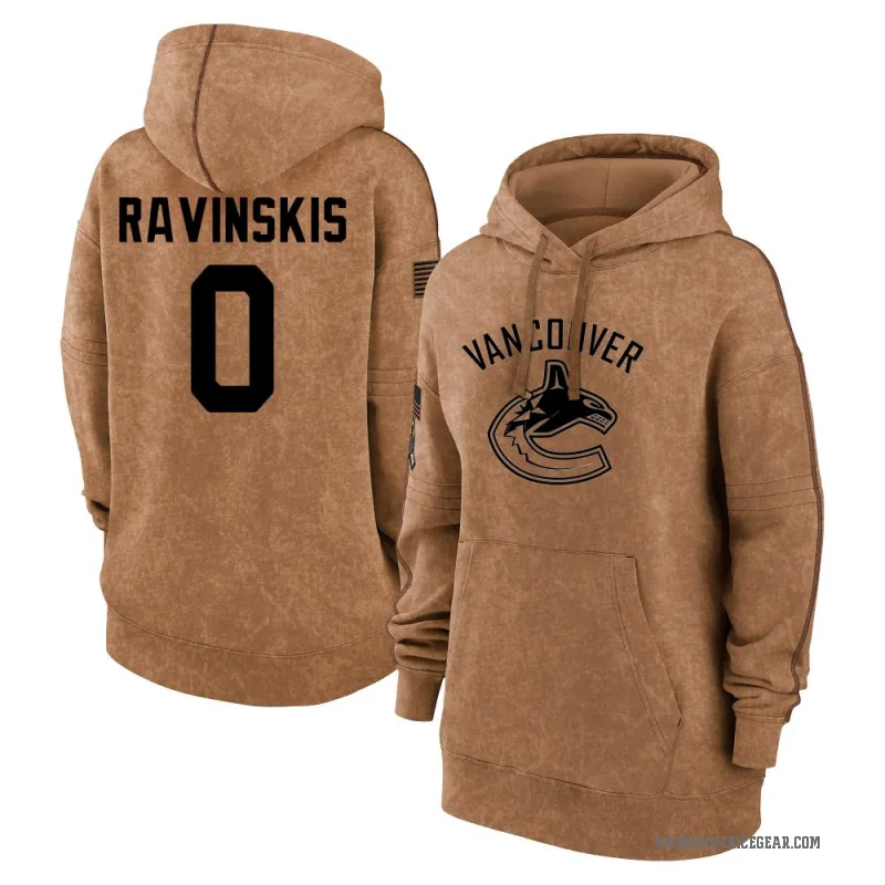 Anri Ravinskis Women's Brown Vancouver Canucks 2023 Salute to Service Pullover Hoodie