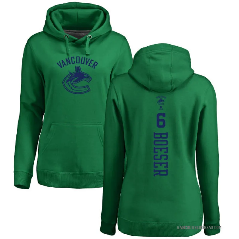 Brock Boeser Women's Green Vancouver Canucks Branded Kelly One Color Backer Pullover Hoodie