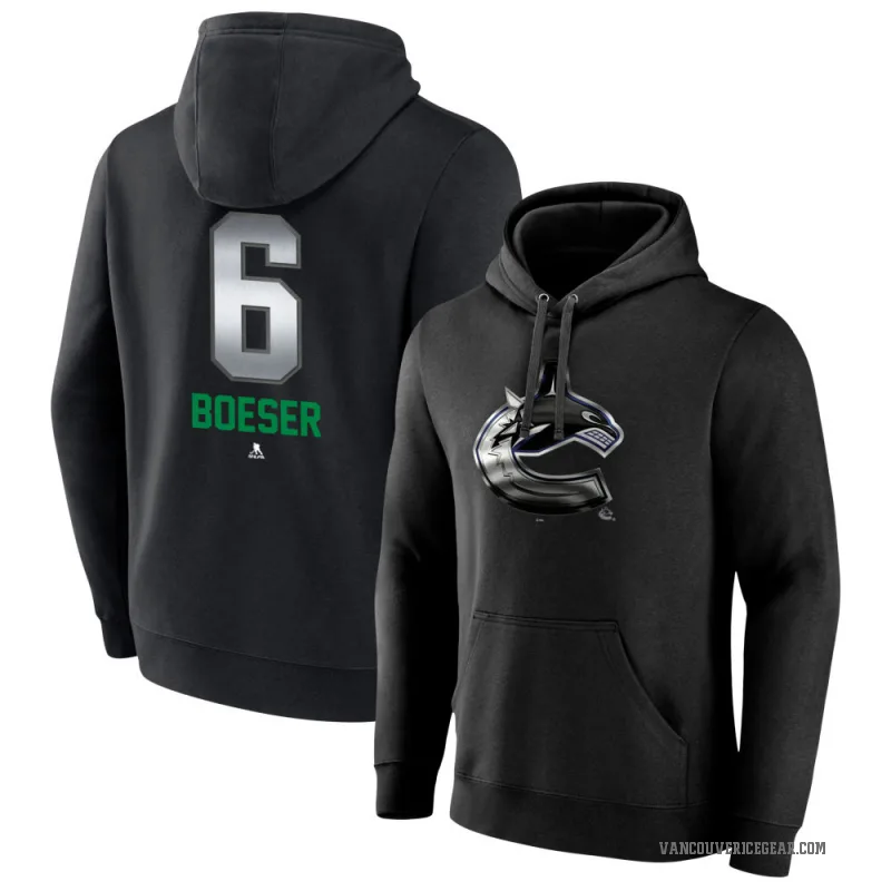 Brock Boeser Youth Black Vancouver Canucks Branded Midnight Mascot Logo Pullover Hoodie