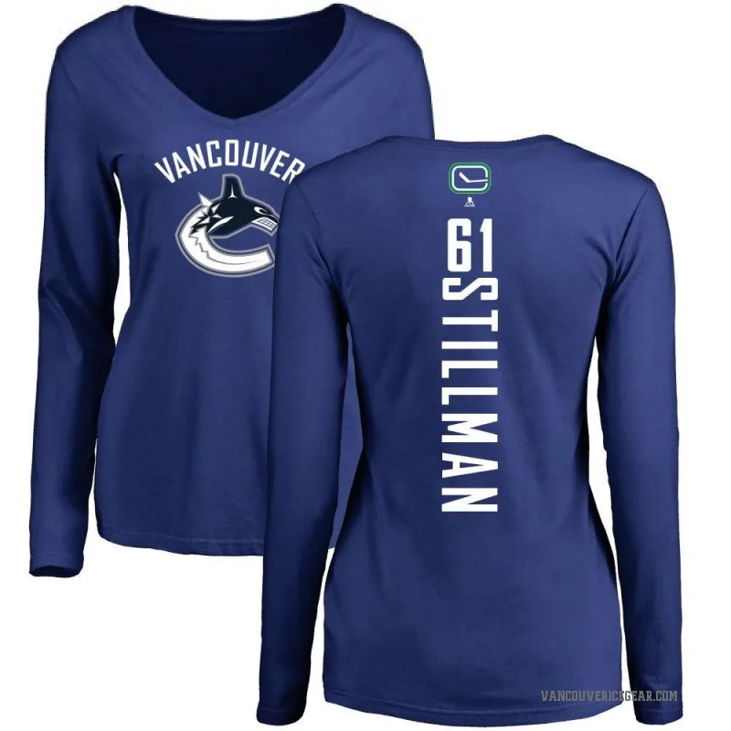 Chase Stillman Women's Royal Vancouver Canucks Backer V-Neck Long-Sleeve T-Shirt -