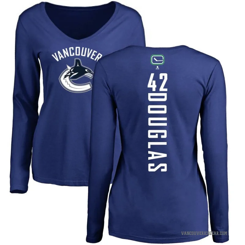 Curtis Douglas Women's Royal Vancouver Canucks Backer V-Neck Long-Sleeve T-Shirt -