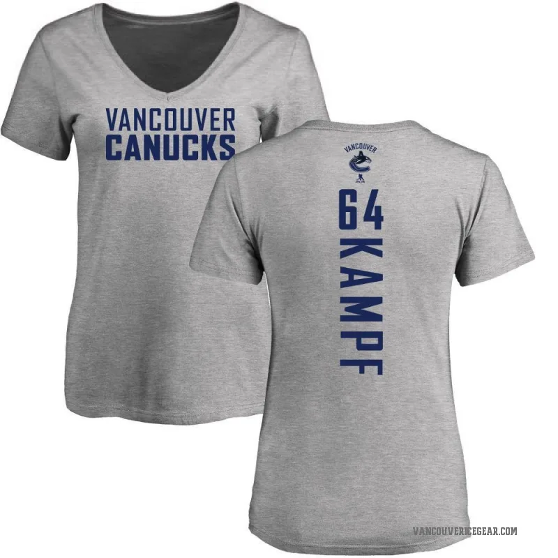 David Kampf Women's Ash Vancouver Canucks Backer T-Shirt -