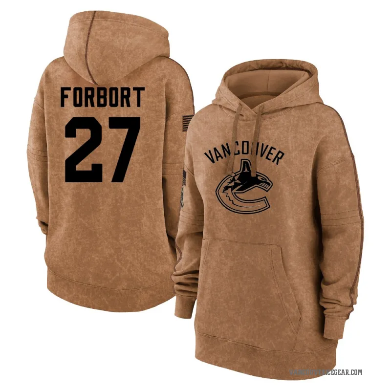 Derek Forbort Women's Brown Vancouver Canucks 2023 Salute to Service Pullover Hoodie