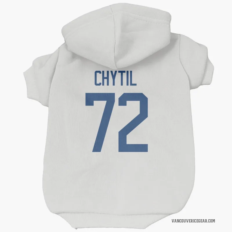 Filip Chytil  White Vancouver Canucks  Cat & Dog Pet Hoodie
