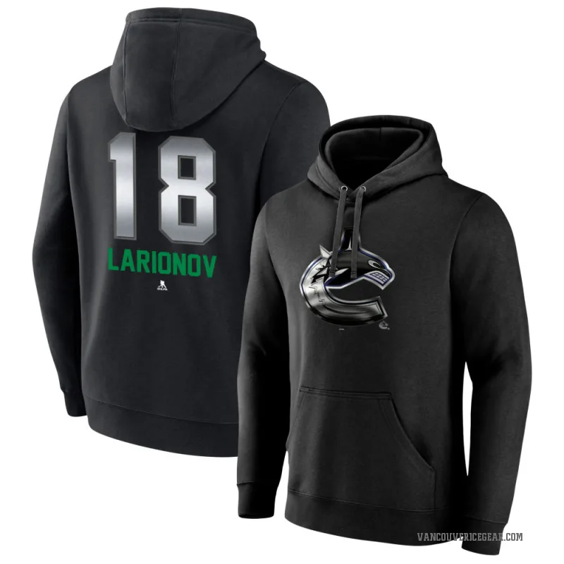 Igor Larionov Men's Black Vancouver Canucks Branded Midnight Mascot Logo Pullover Hoodie