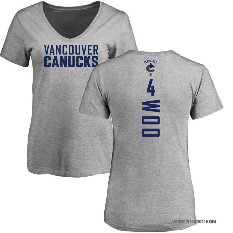 Jett Woo Women's Ash Vancouver Canucks Backer T-Shirt -
