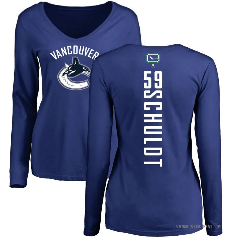Jimmy Schuldt Women's Royal Vancouver Canucks Backer V-Neck Long-Sleeve T-Shirt -