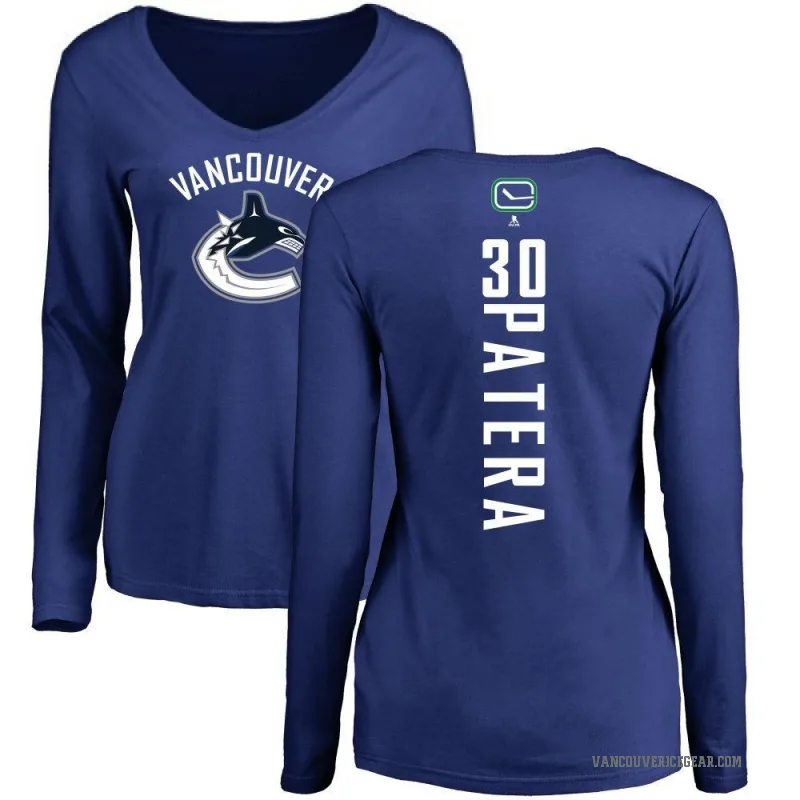 Jiri Patera Women's Royal Vancouver Canucks Backer V-Neck Long-Sleeve T-Shirt -