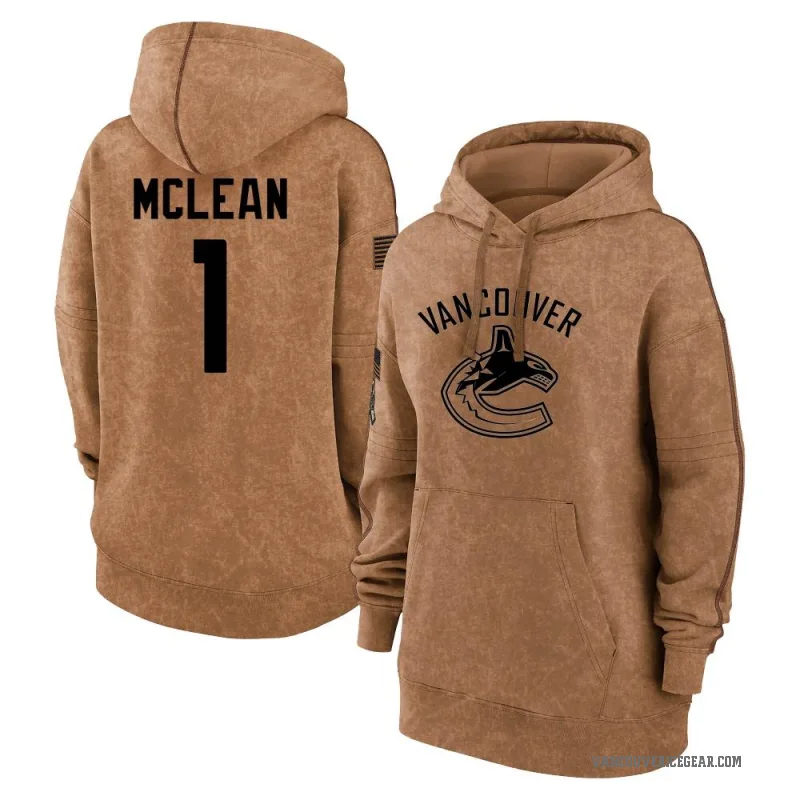 Kirk Mclean Women's Brown Vancouver Canucks 2023 Salute to Service Pullover Hoodie