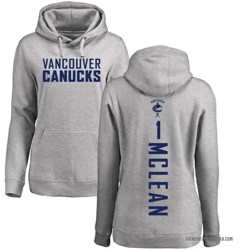 Kirk Mclean Women's Vancouver Canucks Branded Ash Backer Pullover Hoodie