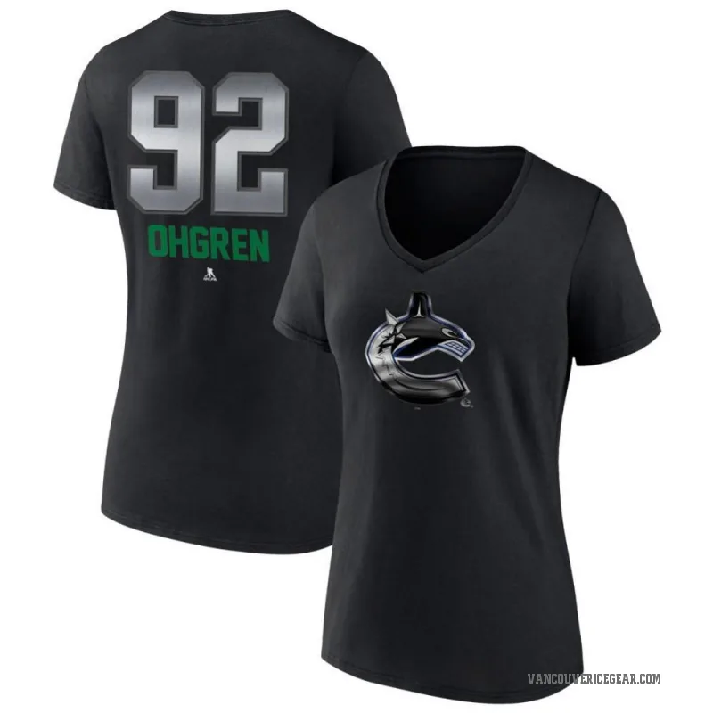 Liam Ohgren Women's Black Vancouver Canucks Midnight Mascot Logo V-Neck T-Shirt