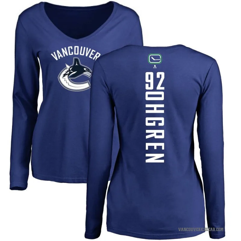Liam Ohgren Women's Royal Vancouver Canucks Backer V-Neck Long-Sleeve T-Shirt -