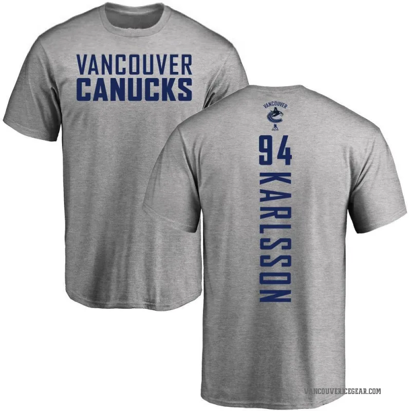 Linus Karlsson Youth Ash Vancouver Canucks Backer T-Shirt -