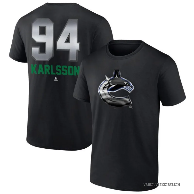 Linus Karlsson Youth Black Vancouver Canucks Midnight Mascot Logo T-Shirt