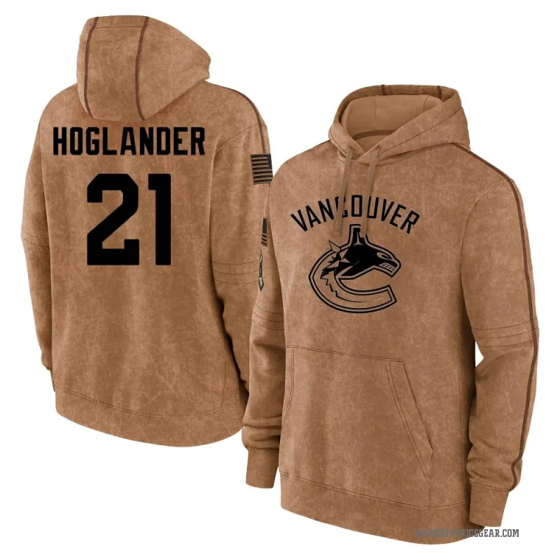 Nils Hoglander Men's Brown Vancouver Canucks 2023 Salute to Service Club Pullover Hoodie