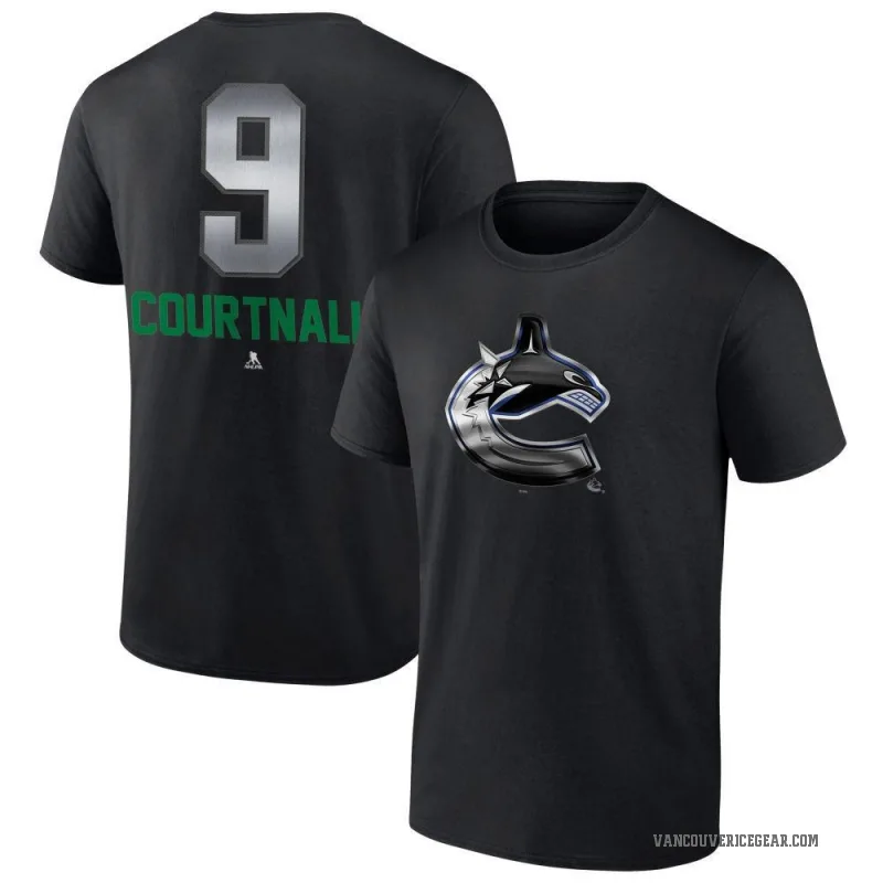 Russ Courtnall Men's Black Vancouver Canucks Midnight Mascot Logo T-Shirt
