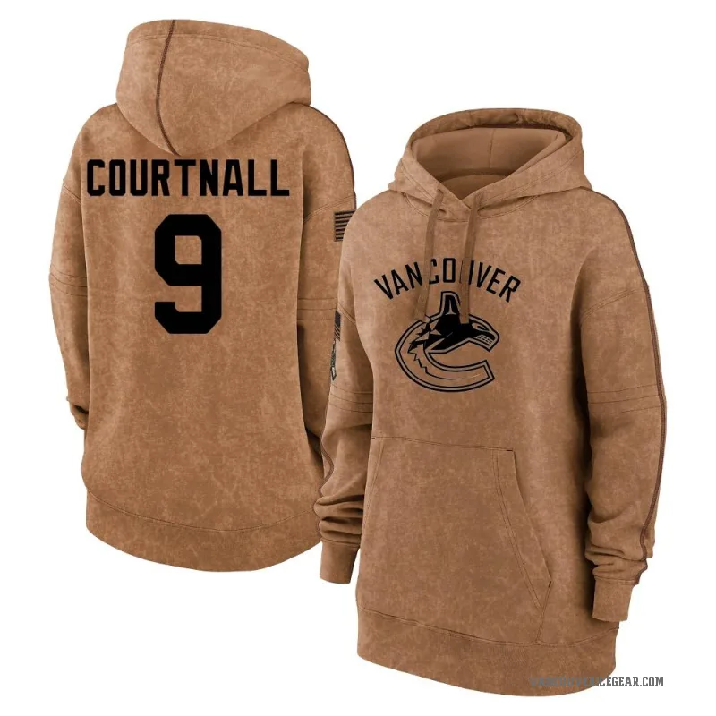 Russ Courtnall Women's Brown Vancouver Canucks 2023 Salute to Service Pullover Hoodie
