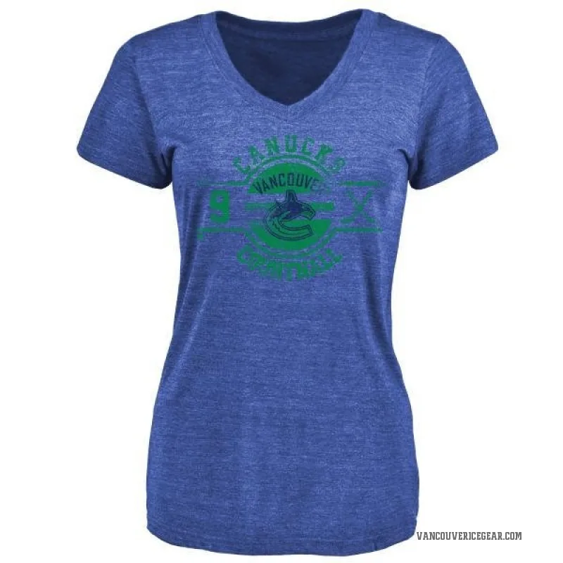 Russ Courtnall Women's Royal Vancouver Canucks Insignia T-Shirt -