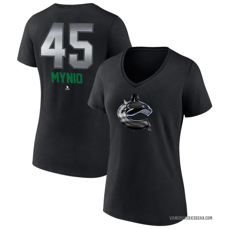 Sawyer Mynio Women's Black Vancouver Canucks Midnight Mascot Logo V-Neck T-Shirt