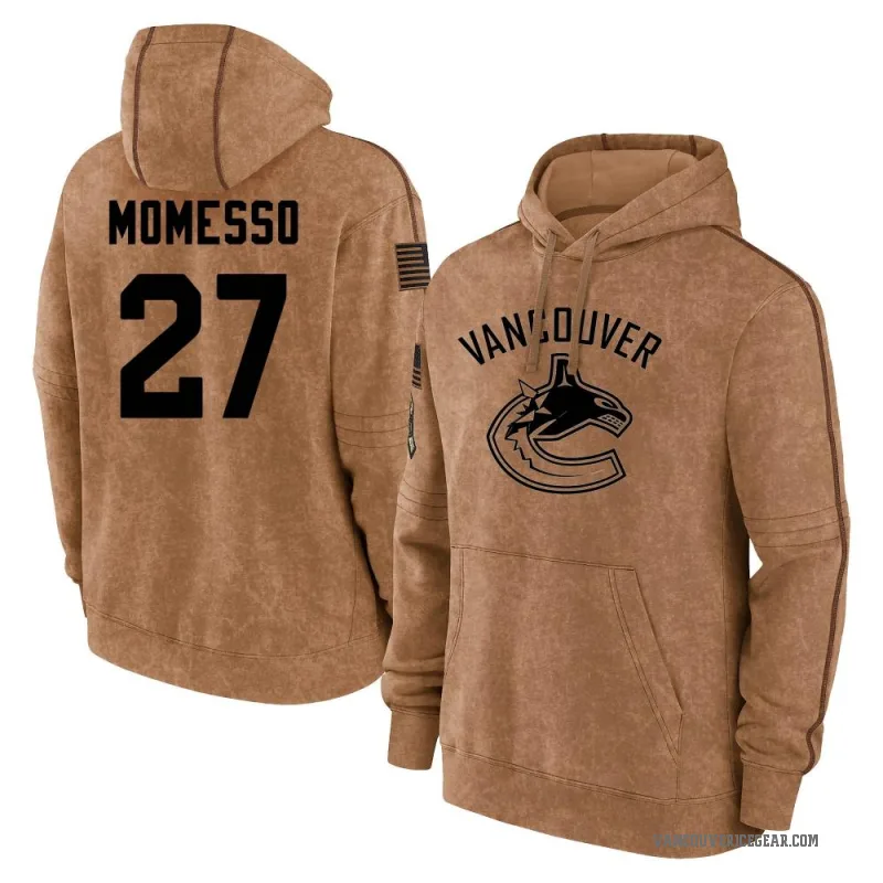 Sergio Momesso Youth Brown Vancouver Canucks 2023 Salute to Service Club Pullover Hoodie