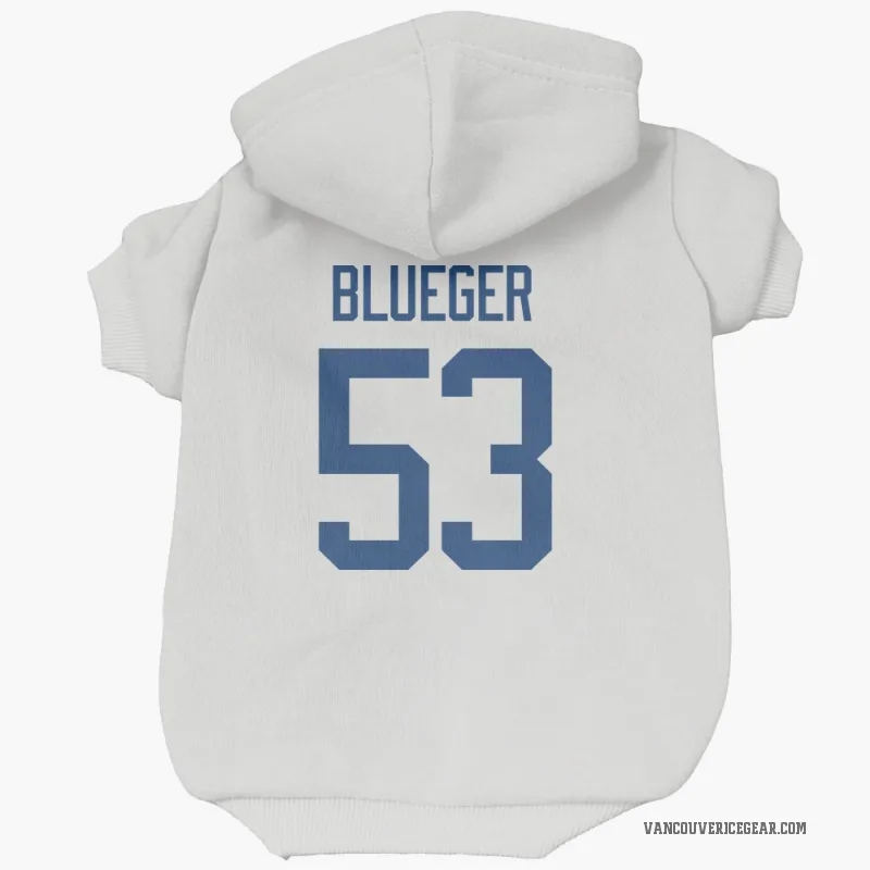 Teddy Blueger  White Vancouver Canucks  Cat & Dog Pet Hoodie