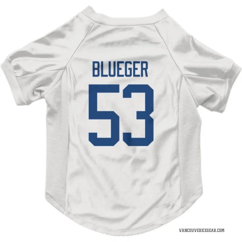 Teddy Blueger  White Vancouver Canucks  Cat & Dog Pet Jersey