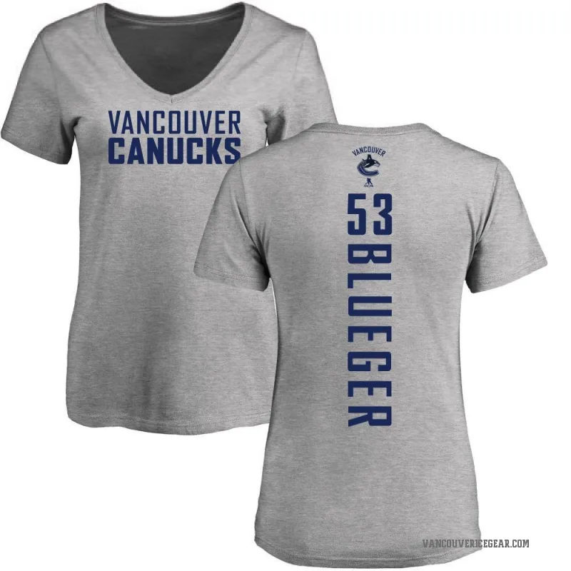 Teddy Blueger Women's Blue Vancouver Canucks Backer T-Shirt - Ash