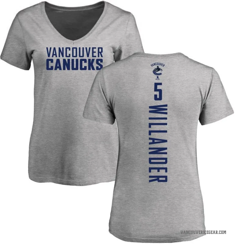 Tom Willander Women's Ash Vancouver Canucks Backer T-Shirt -