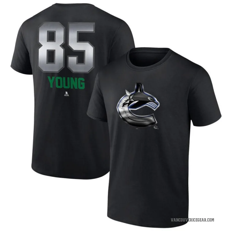 Ty Young Men's Black Vancouver Canucks Midnight Mascot Logo T-Shirt
