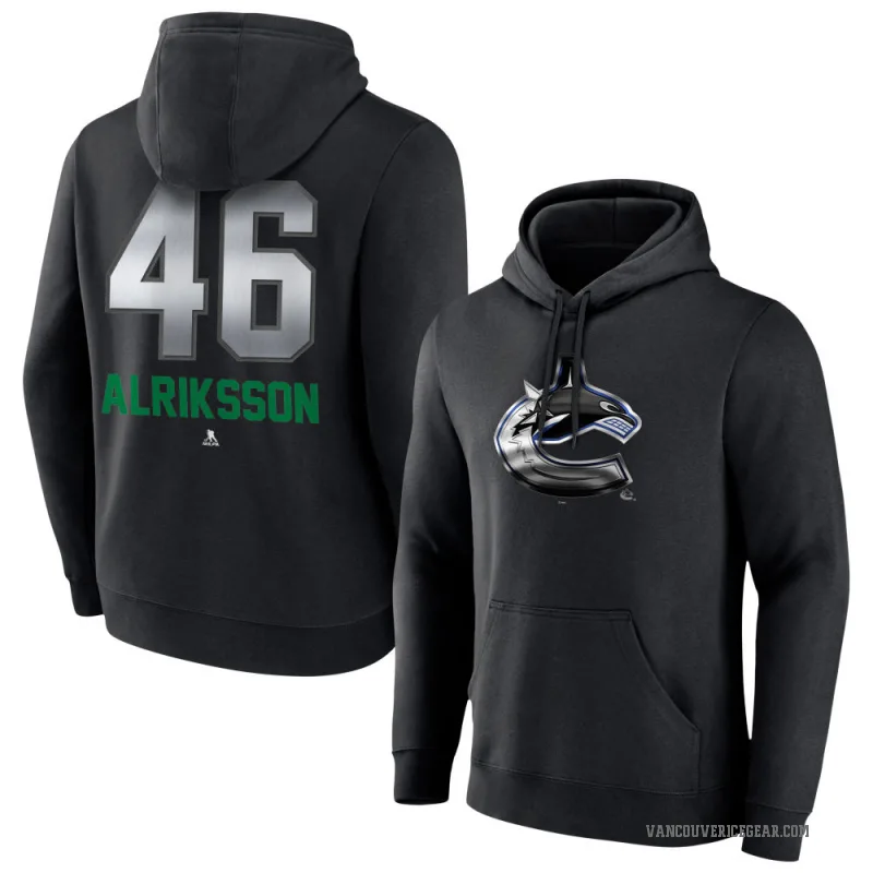 Vilmer Alriksson Men's Black Vancouver Canucks Branded Midnight Mascot Logo Pullover Hoodie